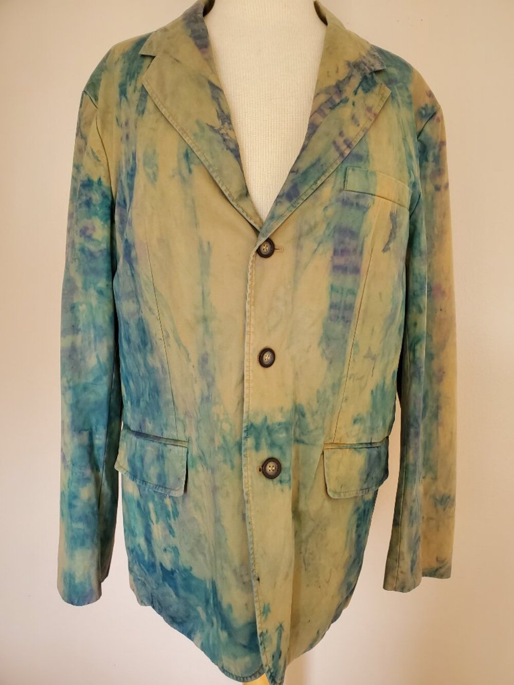 Cotton Blazer sports Coat jacket tie dyed green khaki beige tan gray blue XL 44